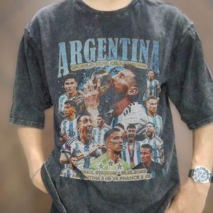 New Argentina World Cup Champions Lionel Messi Oversize Black T-Shirt, Unisex